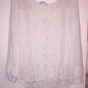 American Eagle White Lace Blouse Size M